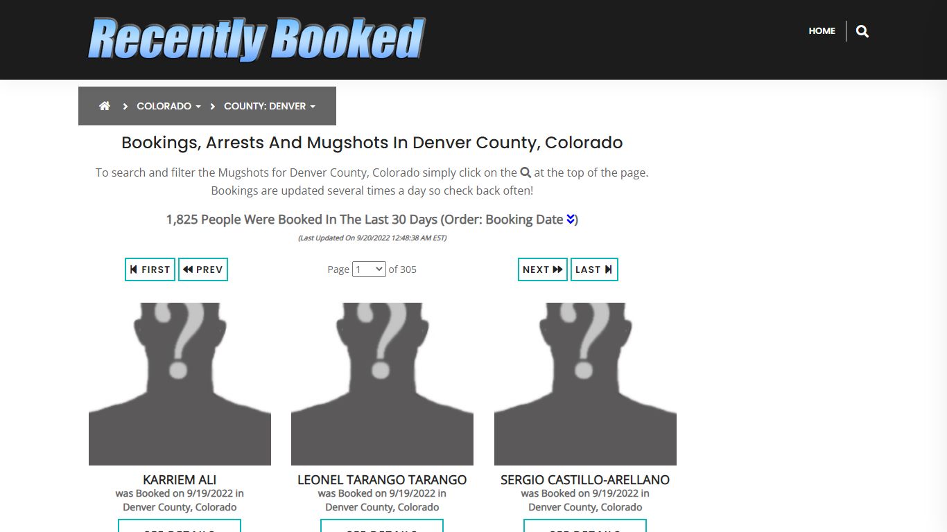 Recent bookings, Arrests, Mugshots in Denver County, Colorado